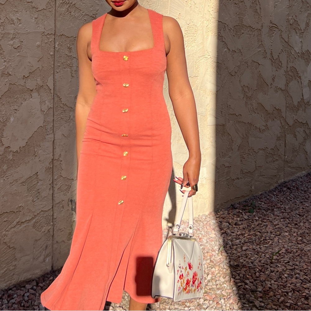 BUTTONED PIQUÉ DRESS - Picture 8 of 12